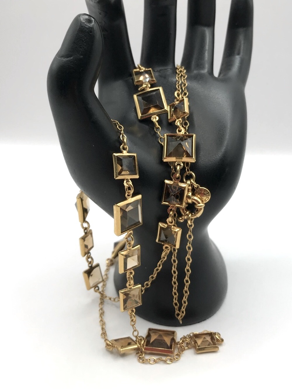 J. Crew Gold-Tone Necklace with Smoky Square Crystals